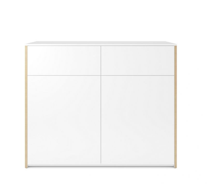 Weiße Modular Plus Kommode von Müller Möbelwerkstätten mit zwei Türen und zwei Schubladen.